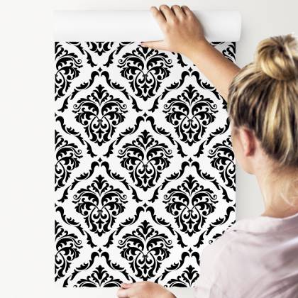 Tapeta Klasyczne Czarno-Białe Ornamenty