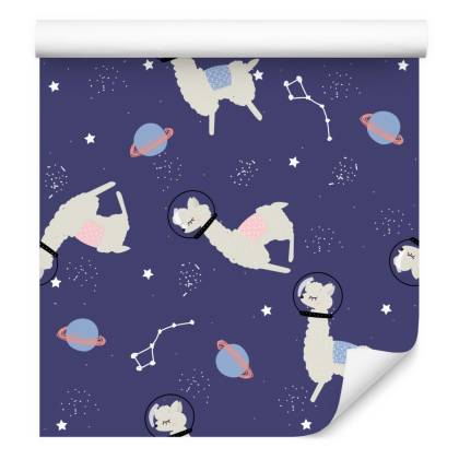 Tapeta Dla Dzieci - Lamy Wśród Planet I Gwiazd