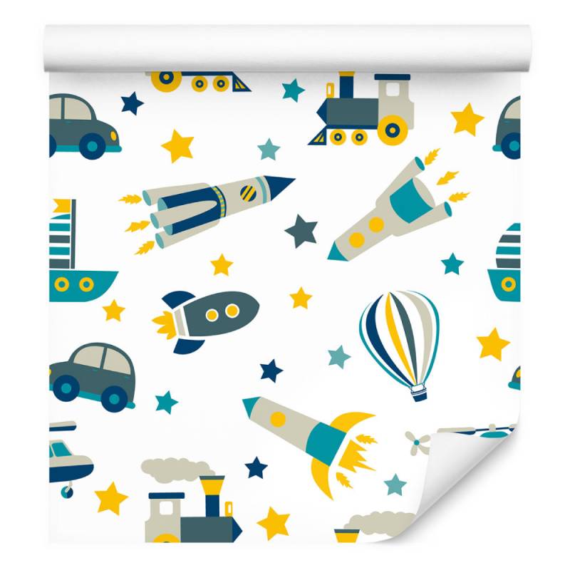 Tapeta Do Pokoju Dziecka Helikoptery, Auta, Balony
