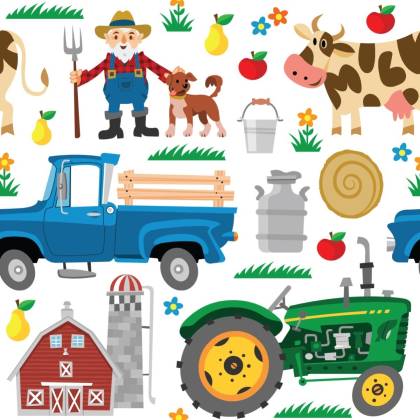 Tapeta Traktory I Zwierzątka Na Farmie