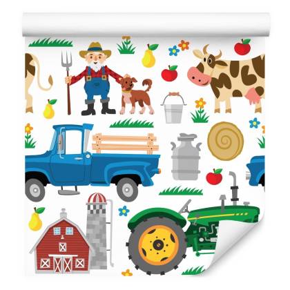 Tapeta Traktory I Zwierzątka Na Farmie