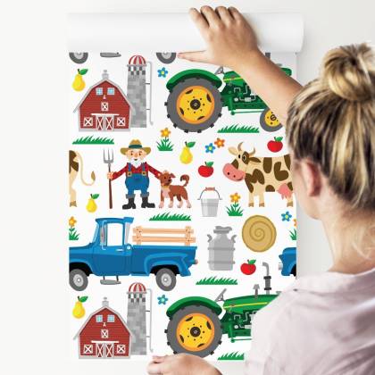 Tapeta Traktory I Zwierzątka Na Farmie