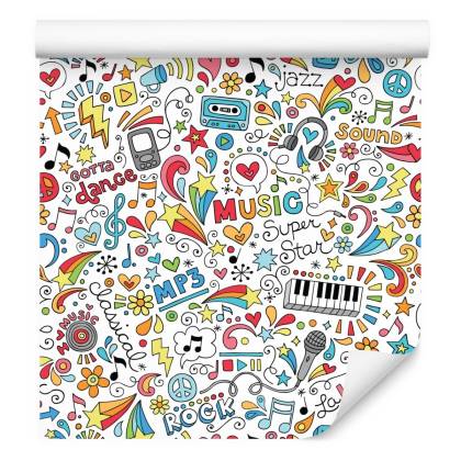 Tapeta Dla Dzieci - Kolorowy Wzór Muzyka
