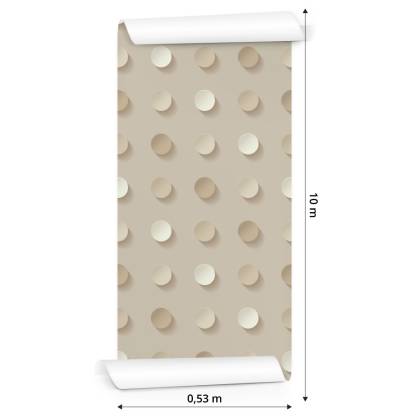 Tapeta Groszki W Odcieniach Beżu - Efekt 3D