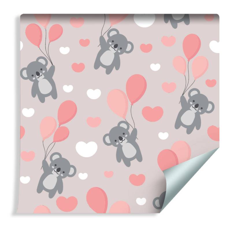 Tapeta Dla Dzieci - Misie Koala, Baloniki I Serduszka
