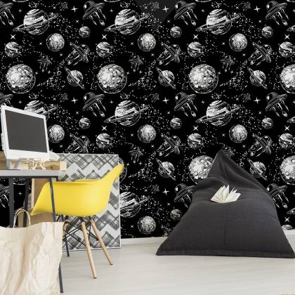 Tapeta Statki Kosmiczne Pośród Planet