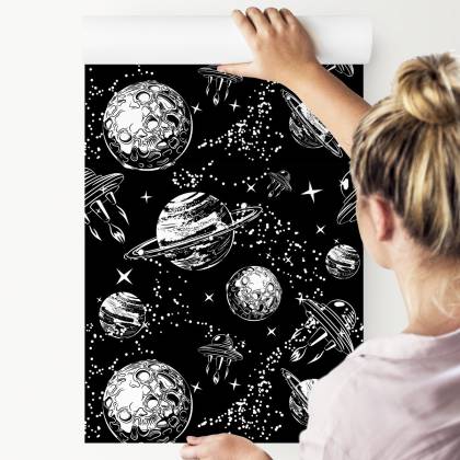 Tapeta Statki Kosmiczne Pośród Planet