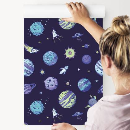Tapeta Niebieski Kosmos I Planety