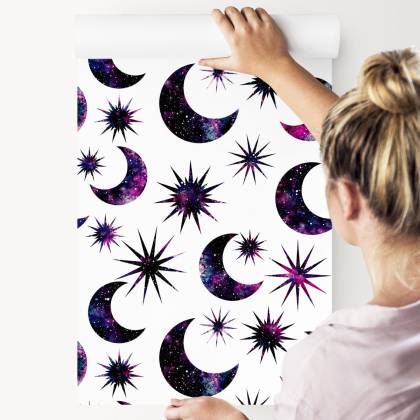 Tapeta Słońce Księżyc W Stylu Galaxy