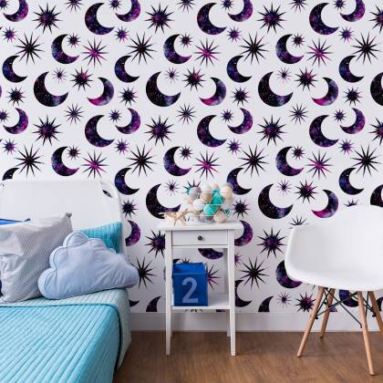 Tapeta Słońce Księżyc W Stylu Galaxy