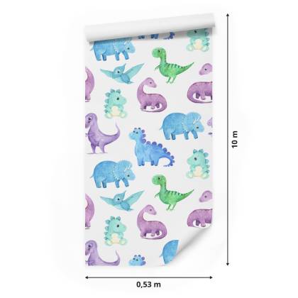 Tapeta W Kolorowe Dinozaury, Do Pokoju Chłopca