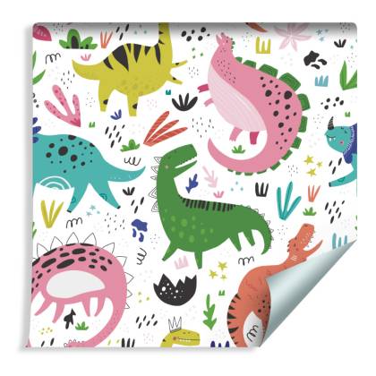 Tapeta Dla Dzieci - Kolorowe Dinozaury