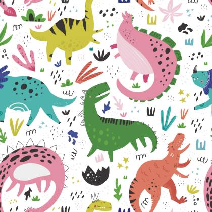 Tapeta Dla Dzieci - Kolorowe Dinozaury