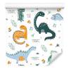 Tapeta Do Pokoju Dziecka Dinozaury, Liście, Kwiaty