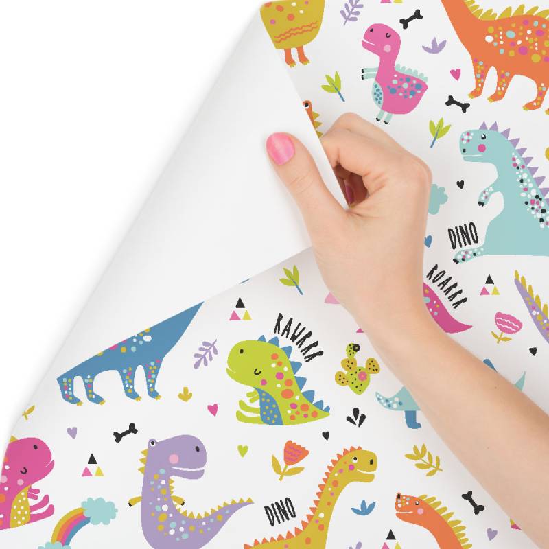 Tapeta Dla Dzieci, Tęcza Chmury Kolorowe Dinozaury