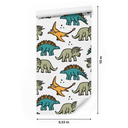 Tapeta W Kolorowe Dinozaury, Dla Dzieci