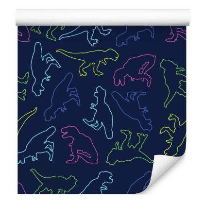 Tapeta W Kolorowe Dinozaury, Do Pokoju Dziecka