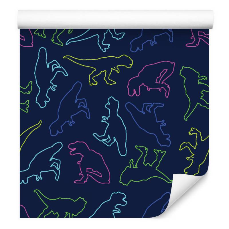 Tapeta W Kolorowe Dinozaury, Do Pokoju Dziecka