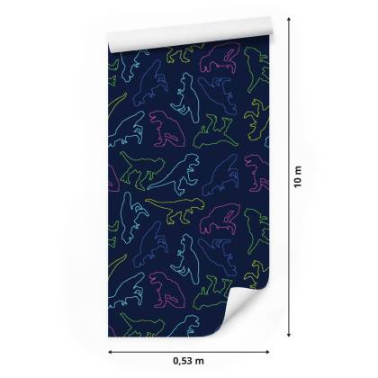 Tapeta W Kolorowe Dinozaury, Do Pokoju Dziecka