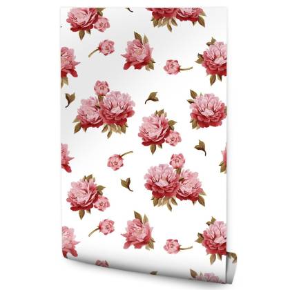 Tapeta Kolorowe Peonie - Akwarela
