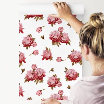 Tapeta Kolorowe Peonie - Akwarela
