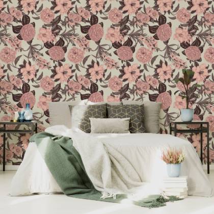 Tapeta Pastelowe Kwiaty W Stylu Vintage