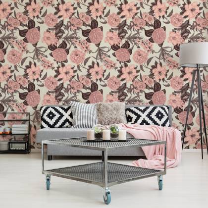 Tapeta Pastelowe Kwiaty W Stylu Vintage