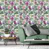 Tapeta Kolorowe Kwiaty Orchidei I Liście Monstery