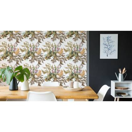 Tapeta Liście I Tulipany W Stylu Vintage