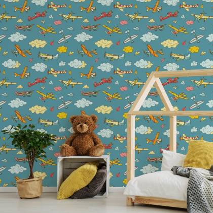 Tapeta Kolorowe Samoloty W Stylu Retro