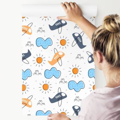 Tapeta Minimalistyczne Bajkowe Samoloty