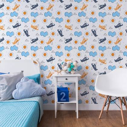 Tapeta Minimalistyczne Bajkowe Samoloty