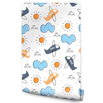Tapeta Minimalistyczne Bajkowe Samoloty