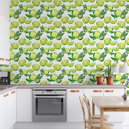 Tapeta Do Kuchni, Owoce, Limonki, Liście