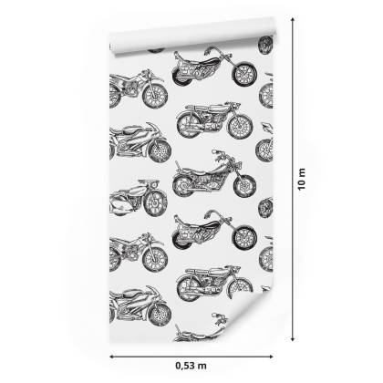 Tapeta Czarno-Białe Rysowane Motocykle