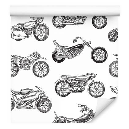 Tapeta Czarno-Białe Rysowane Motocykle