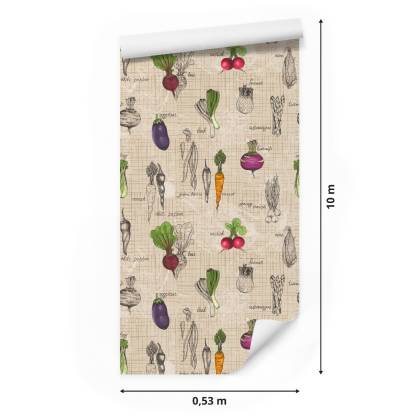 Tapeta Rysunki Warzyw W Stylu Vintage