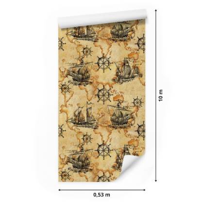 Tapeta Żaglówki Na Mapie Świata Vintage