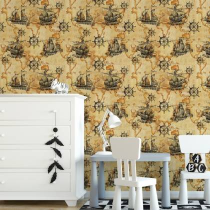 Tapeta Żaglówki Na Mapie Świata Vintage
