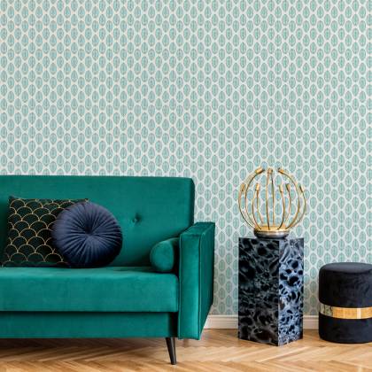 Tapeta Klasyczne Delikatne Liście W Stylu Retro