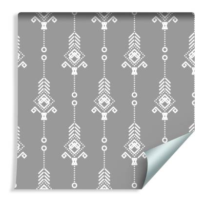 Tapeta Artystyczny Biały Wzór W Stylu Retro