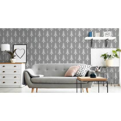 Tapeta Artystyczny Biały Wzór W Stylu Retro