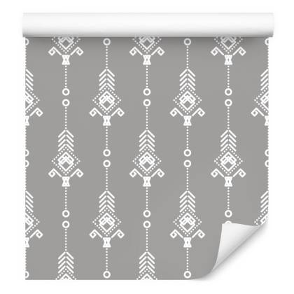 Tapeta Artystyczny Biały Wzór W Stylu Retro