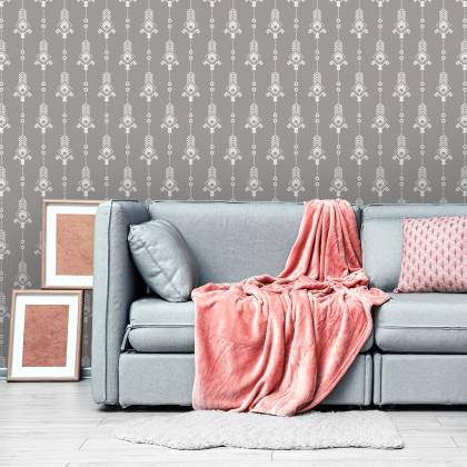 Tapeta Artystyczny Biały Wzór W Stylu Retro