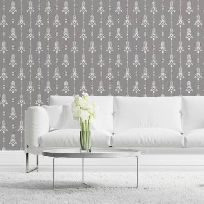 Tapeta Artystyczny Biały Wzór W Stylu Retro