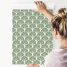 Tapeta Retro - Geometryczne Liście Dekoracyjne