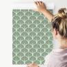 Tapeta Retro - Geometryczne Liście Dekoracyjne