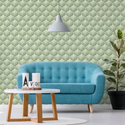 Tapeta Zielone Wzory Retro