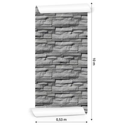 Tapeta Kamień Łupek W Odcieniach Szarości - Efekt 3D