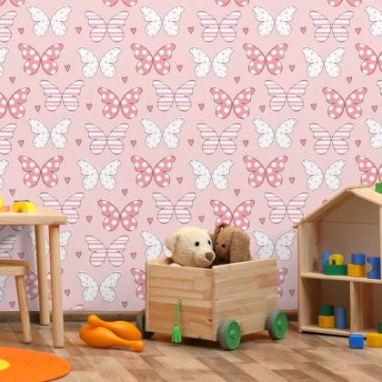 Tapeta Dla Dzieci - Motyle W Pastelowych Barwach